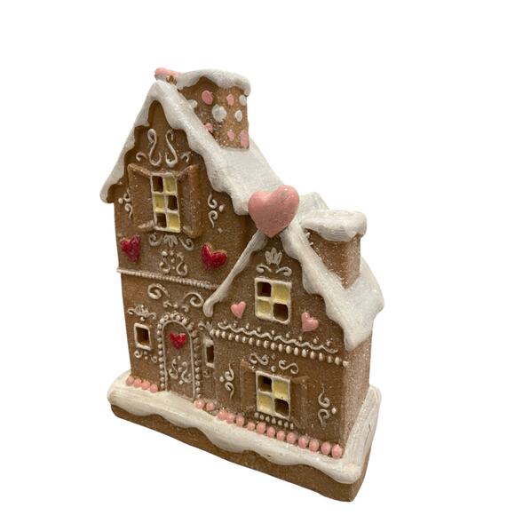 Cupcakes & Cashmere Light Up Gingerbread House Pink Heart Holiday Decor New - Picture 3 of 16